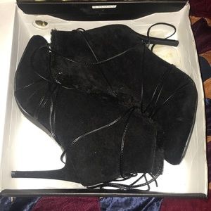Lace up faux fur boots